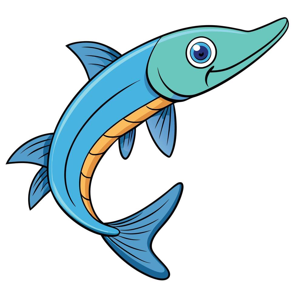 Gar Fish Line Drawing for Aquatic Creatures vector