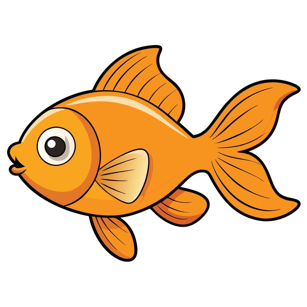 Goldfish Fish Outline Illustration for Oceanic Projects vector