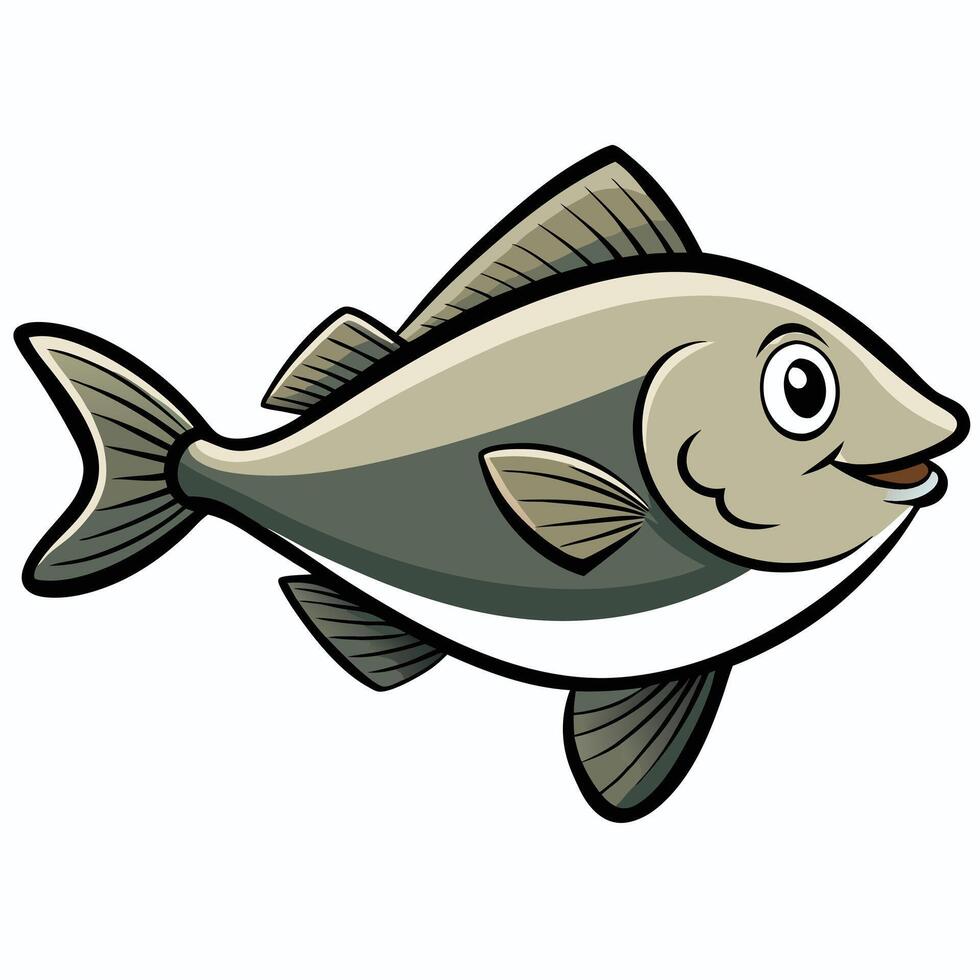 Halibut Line Art for Seafood and Oceanic Educational Resources vector