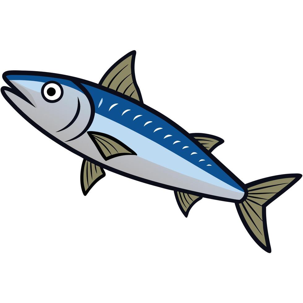 Mackerel Fish with Ocean Waves vector