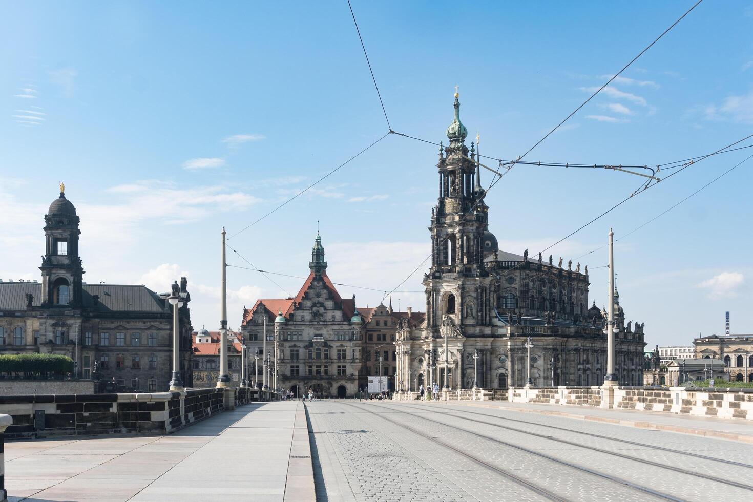 Dresden, Germany-august 15, 2022-view of the square of Schlossplatz of Dresden during a sunny day photo