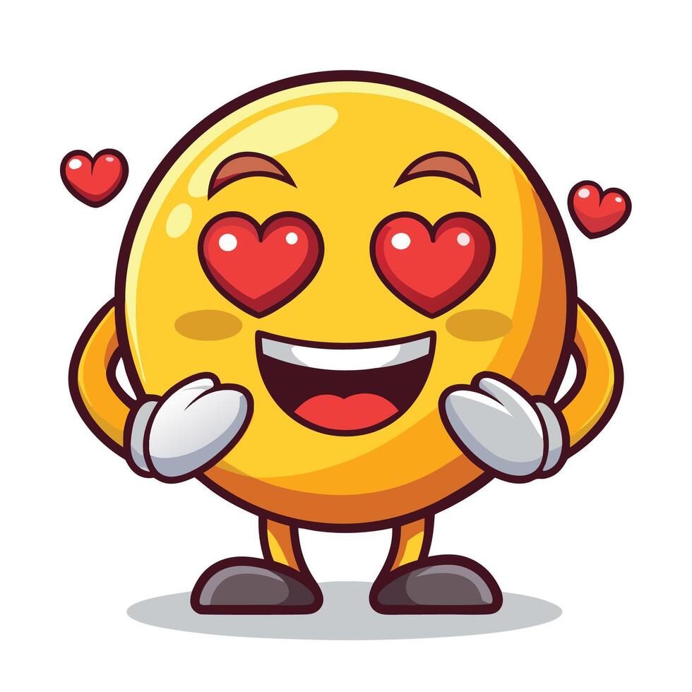 emoticon with heart eyes and hands holding vector