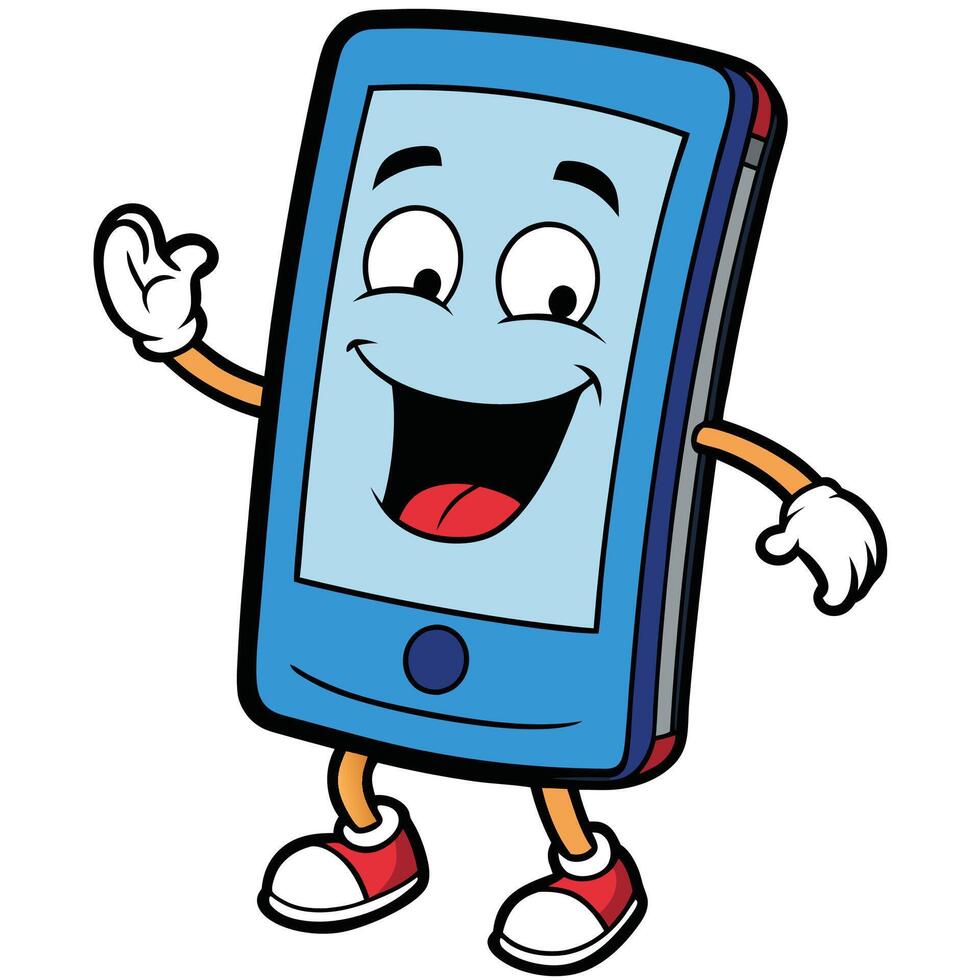 mobile phone cartoon character illustration very funny vector