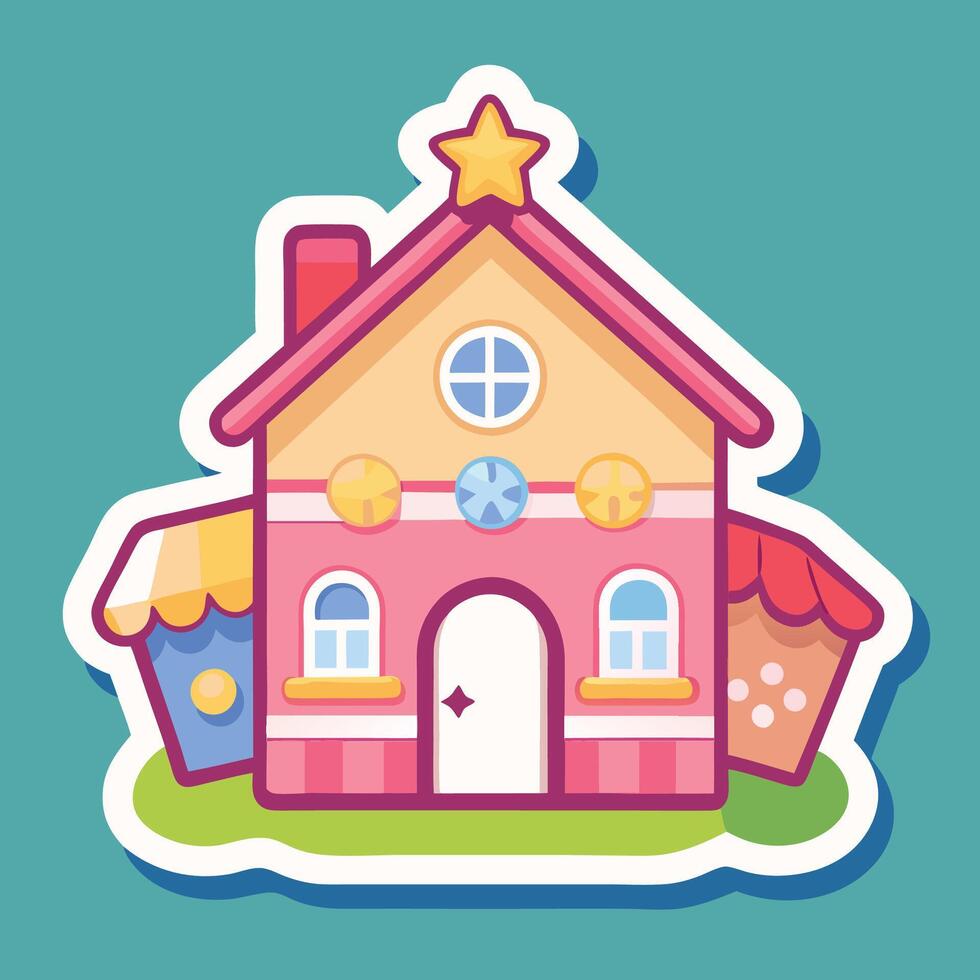 a cartoon house with a star on top very funny vector