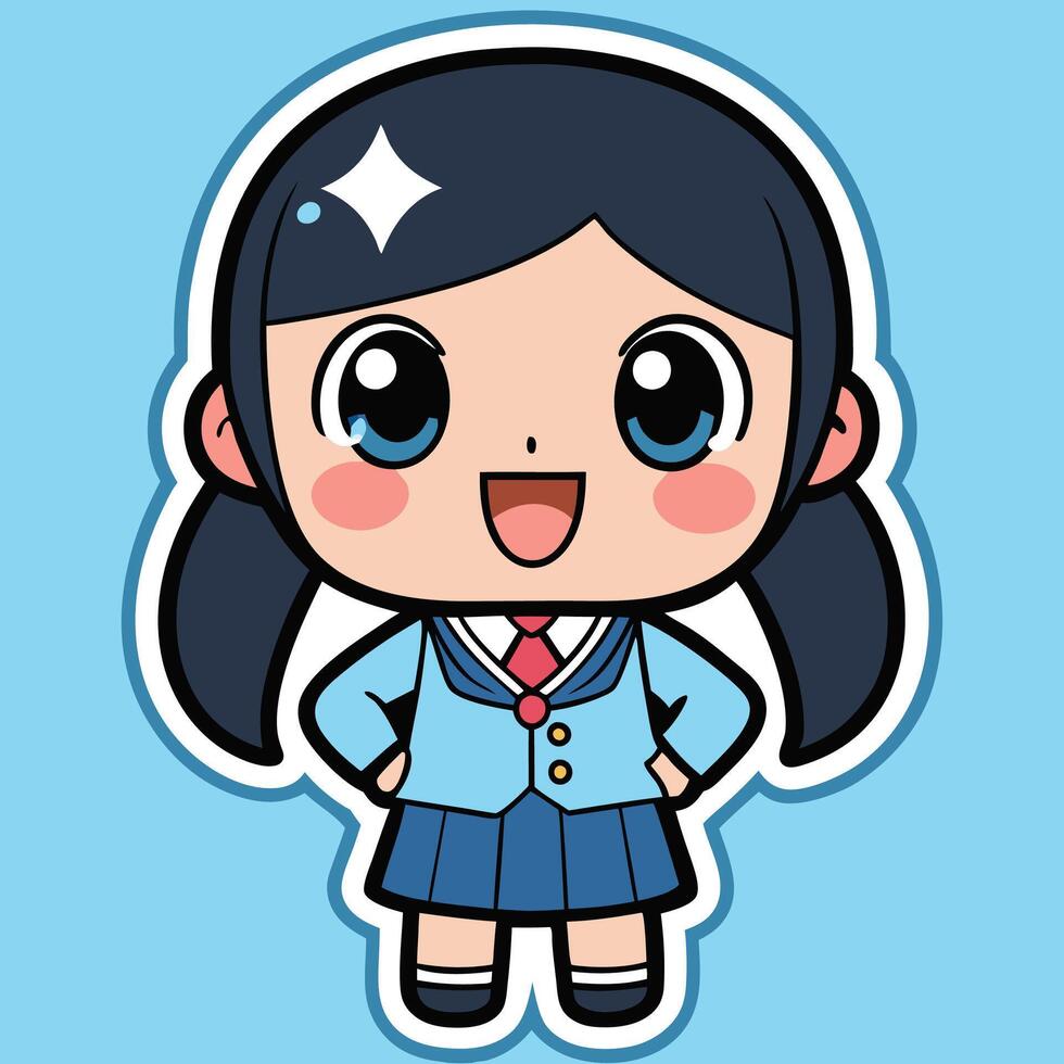 sticker of a girl a school uniform vector