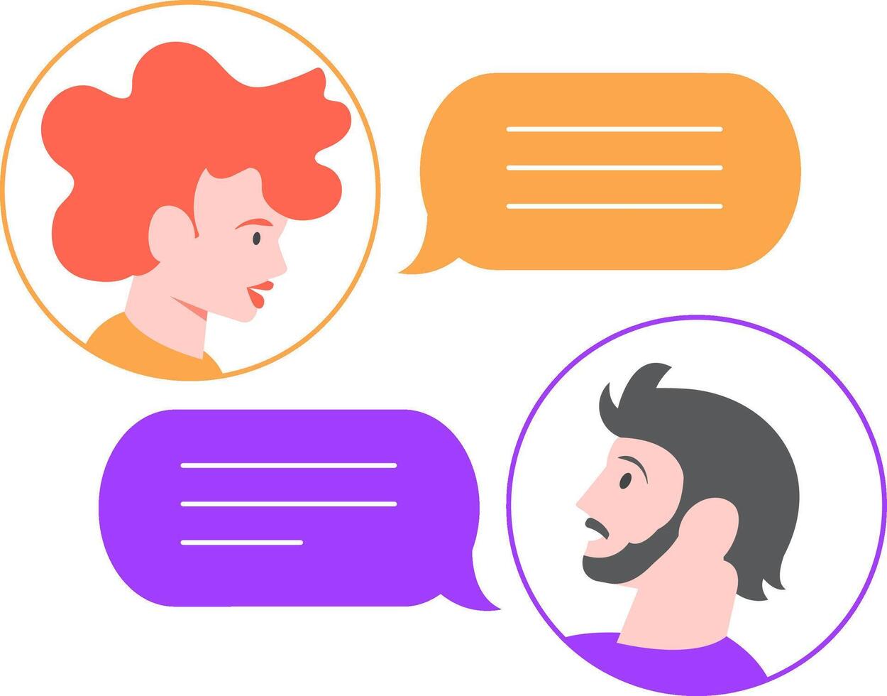 Two colleagues are communicating via a messaging app, sending text messages and having a conversation online, illustrating the concept of online communication vector