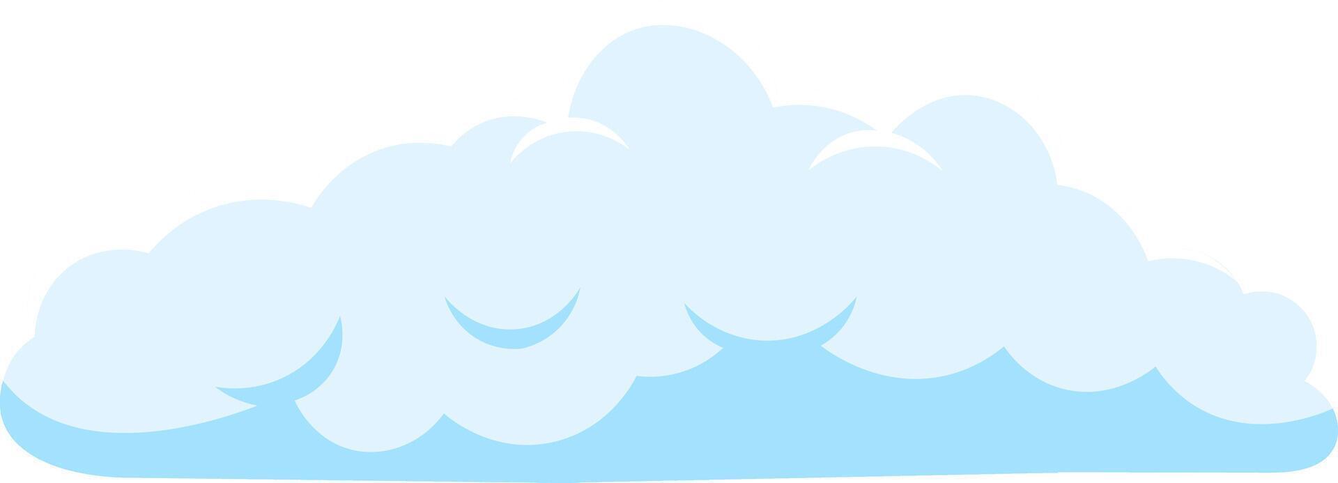 Cartoon illustration featuring a light blue cumulus cloud peacefully floating in a bright white sky, evoking a serene and dreamy atmosphere perfect for a sunny day vector