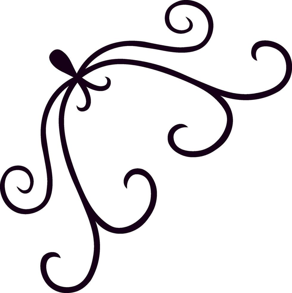 Hand drawn decorative corner ornament featuring elegant swirls and flourishes, creating a sophisticated and artistic design element for various projects vector