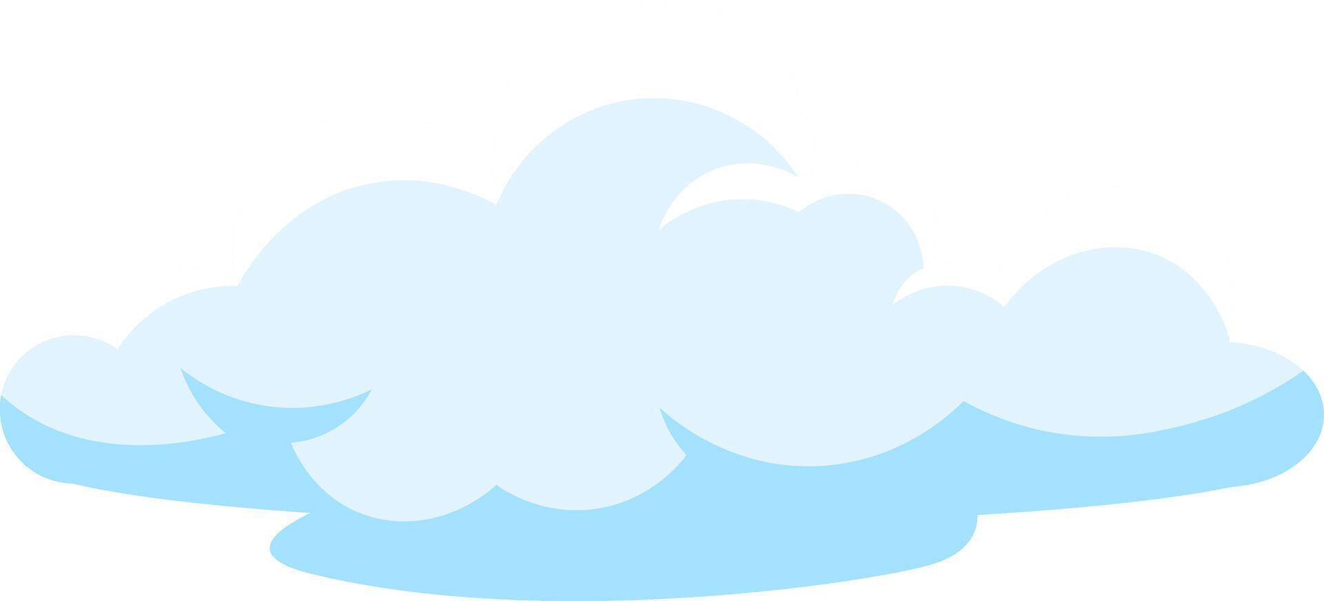 Cartoon cloud featuring a light blue hue and smooth edges, floating gracefully in a bright white sky, perfect for illustrating weather and meteorology themes vector