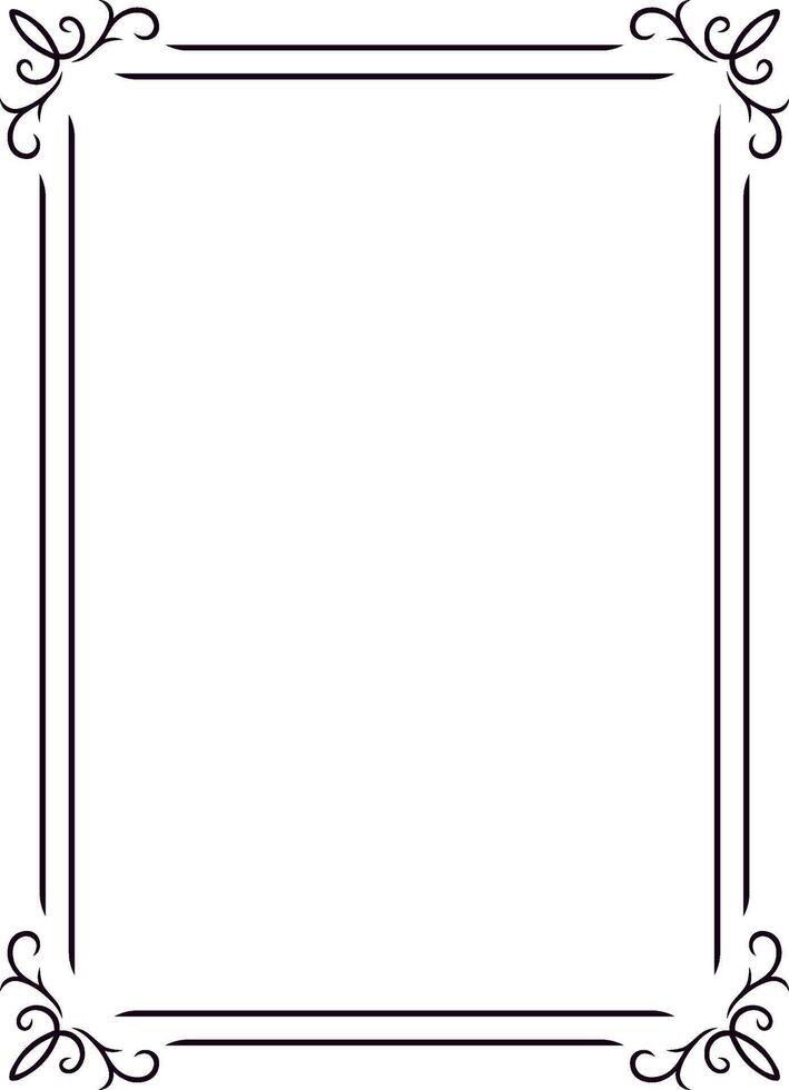 Elegant black rectangular border featuring floral corners enhances a white background, creating ample copy space for text or images, perfect for various design applications vector