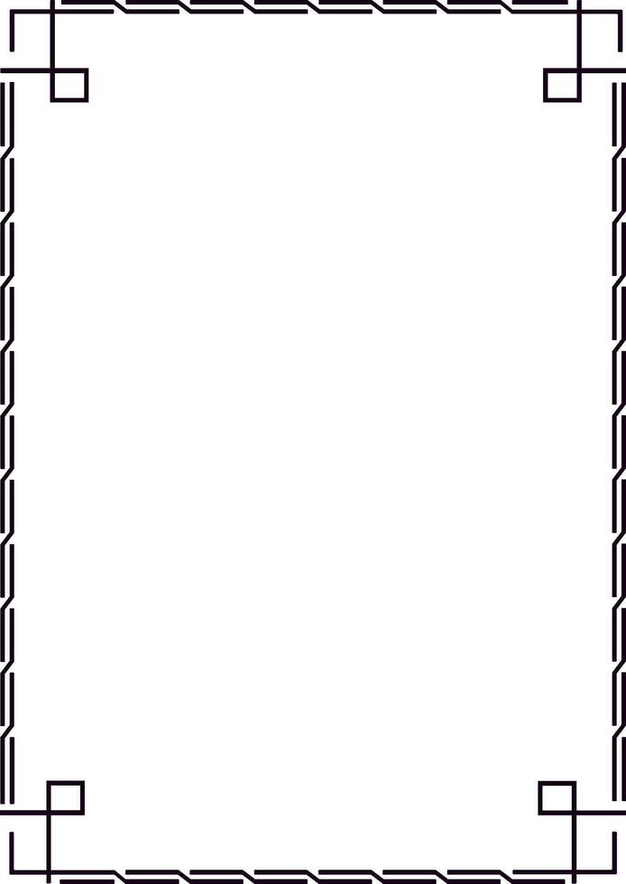 Black geometric pattern forming a rectangular frame with stepped edges and square corner elements on white background, ideal for certificates, diplomas, or decorative purposes vector