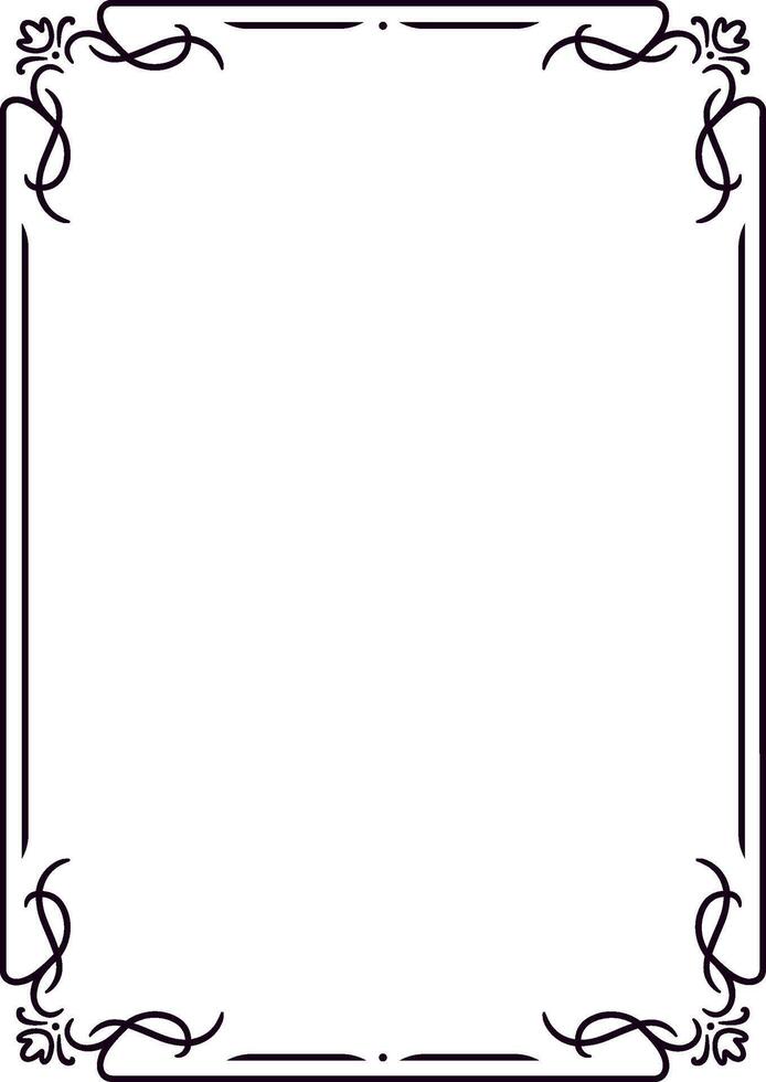 Classic decorative frame with floral corners and elegant swirls creating a sophisticated border around a blank space, ideal for certificates, invitations or announcements vector