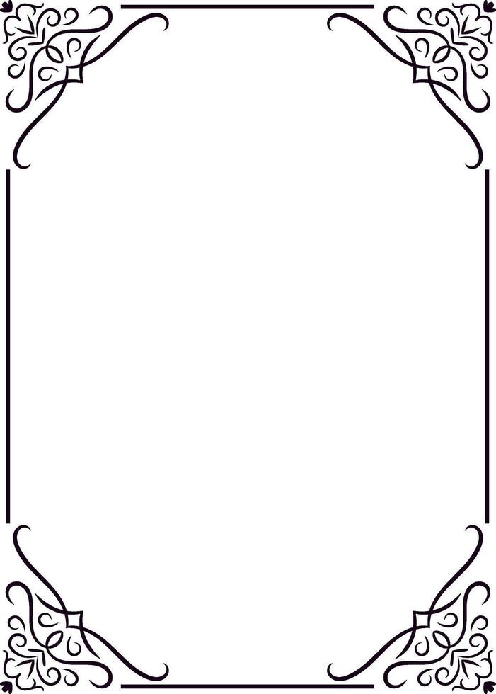 Classic decorative frame with floral corners creates an elegant border, perfect for adding a touch of sophistication to wedding invitations and other special occasions vector