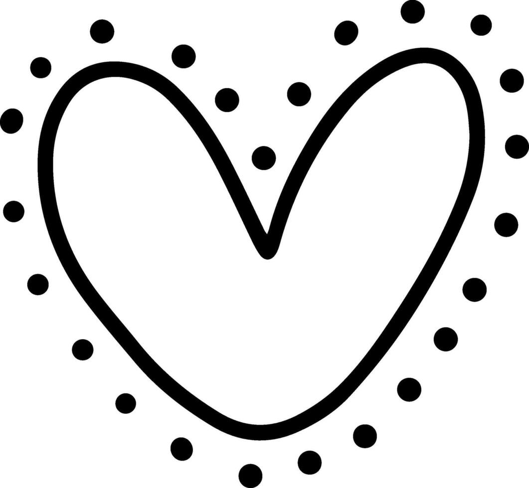 Simple, hand drawn heart shape adorned with dots evokes feelings of love, affection, and care, perfect for Valentine's Day or any occasion celebrating relationships vector
