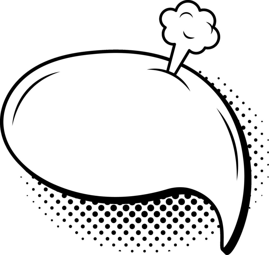 Steaming empty comic speech bubble featuring a halftone shadow invites creativity, waiting to be filled with a humorous message or witty expression. Perfect for dialogue and communication vector