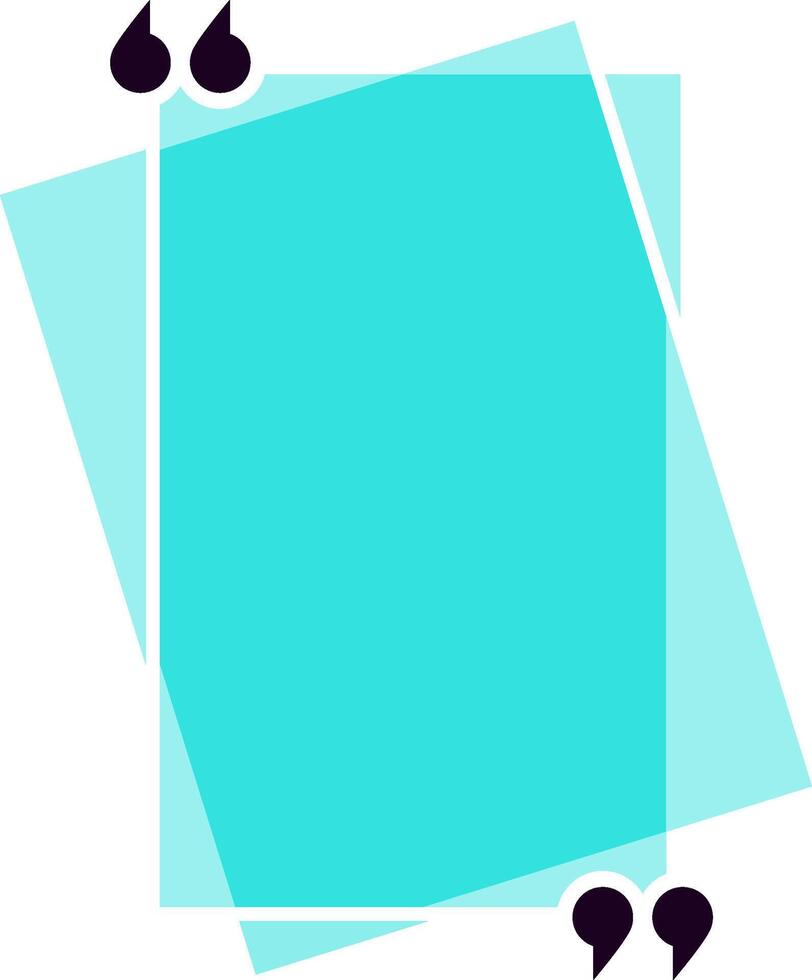 Turquoise quote box with quotation marks framing empty space, ideal for inserting text, creating engaging social media posts, or highlighting testimonials vector