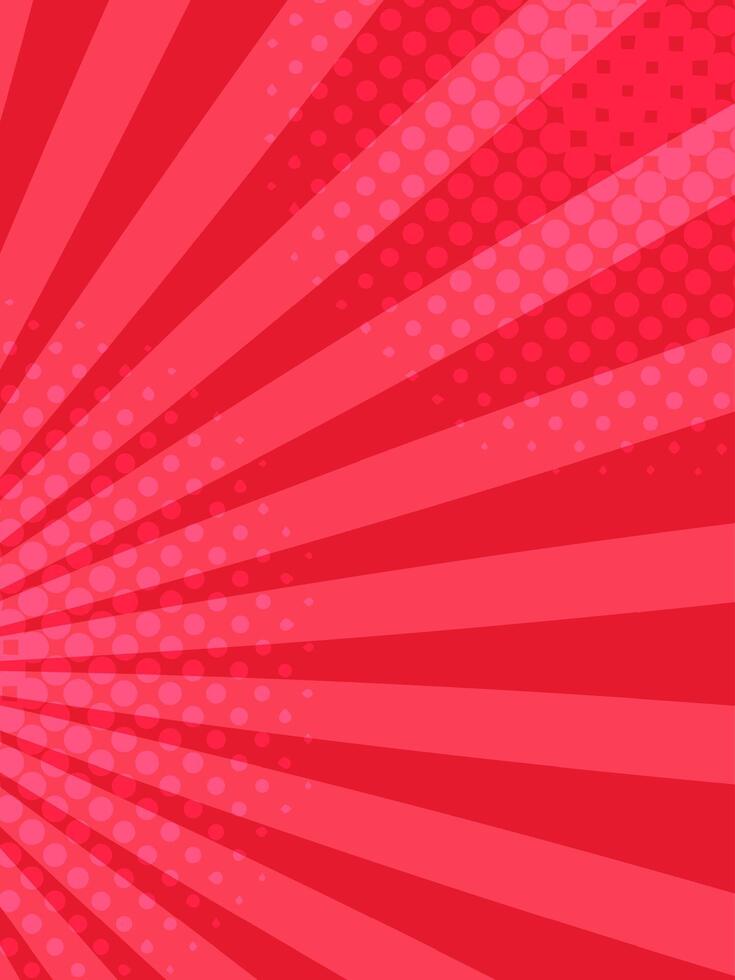 Red and pink radial zoom lines and halftone dots creating a vibrant and dynamic comic book style background, perfect for adding a touch of retro pop art flair vector