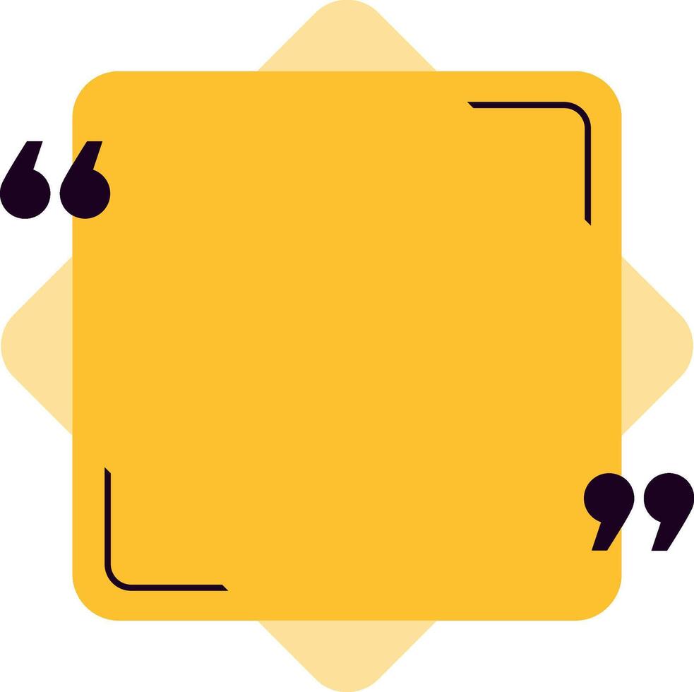 Yellow quote box with quotation marks inviting to write text over a light yellow background, ideal for social media posts or website testimonials vector