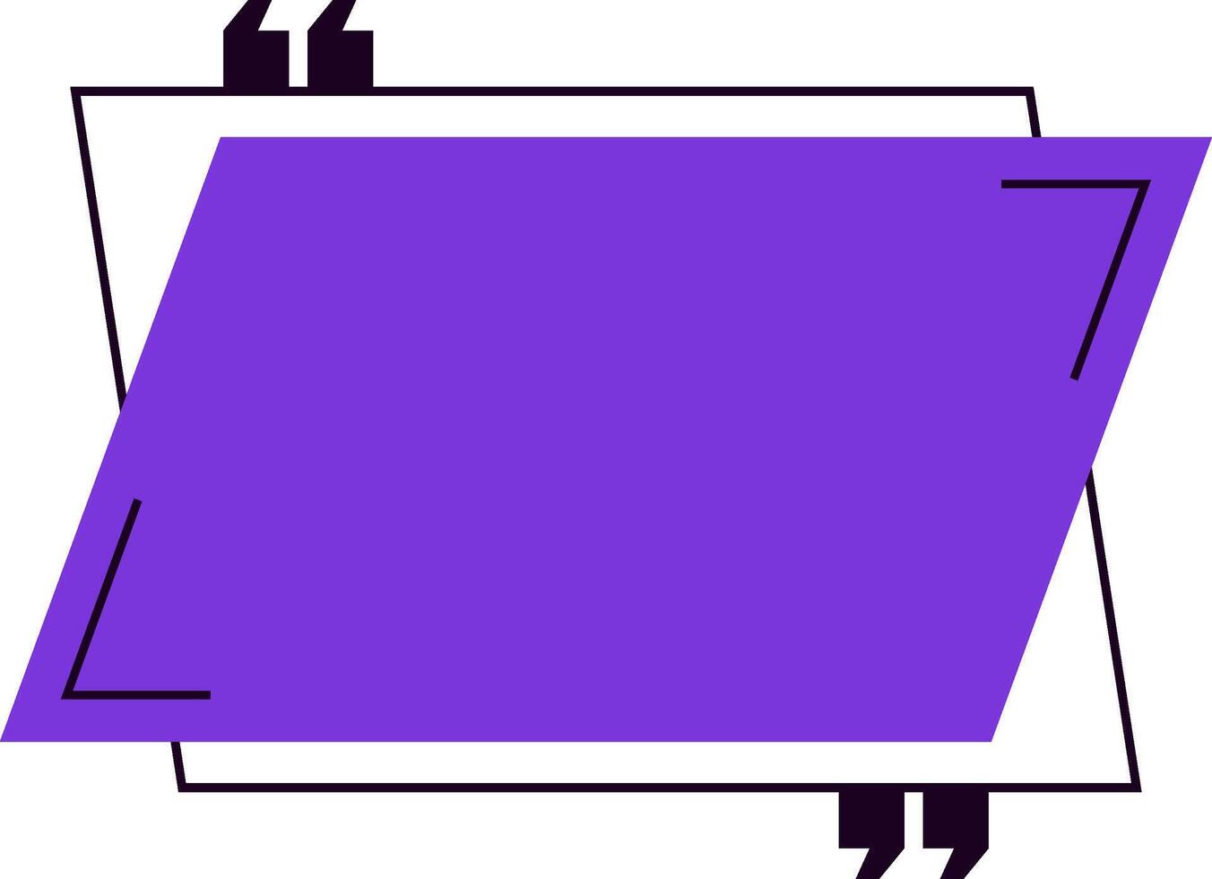 Quote box featuring quotation marks surrounding a dialog space, designed with a vibrant purple background and a sleek white and black frame, perfect for adding text and quotes vector