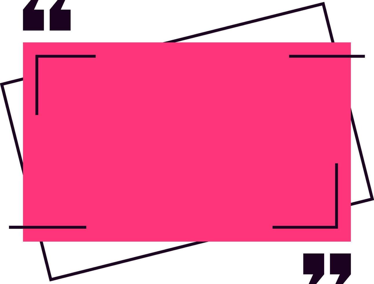 Pink quote box with black lines and quotation marks framing empty space, ideal for inserting text and creating engaging social media content or website banners vector