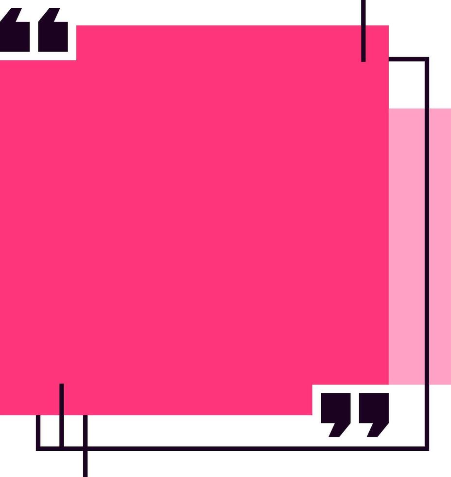 Pink quote box with black quotation marks is ready for inspiring and motivational quotes, thoughts and testimonials, creating a vibrant and engaging visual element vector