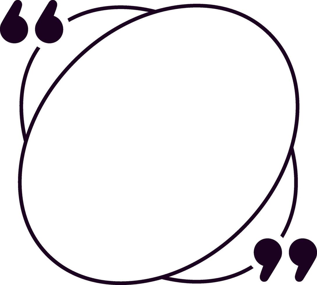 Oval frame adorned with quotation marks, inviting the creation of testimonials, comments, reviews, or quotes. Offering ample blank space for personal expressions and insights vector