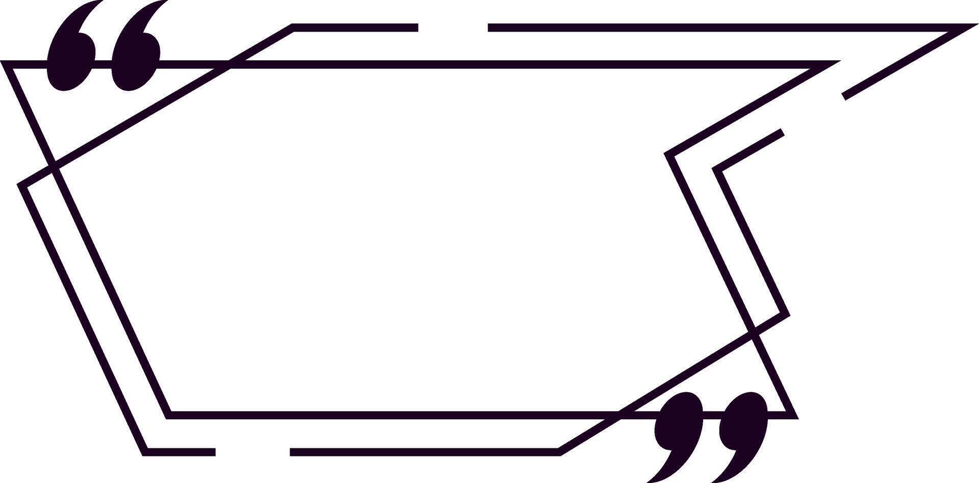 Geometric quote frame with lines and quotation marks is forming a modern design for testimonials, reviews or social media posts, featuring a clean and minimalist aesthetic vector