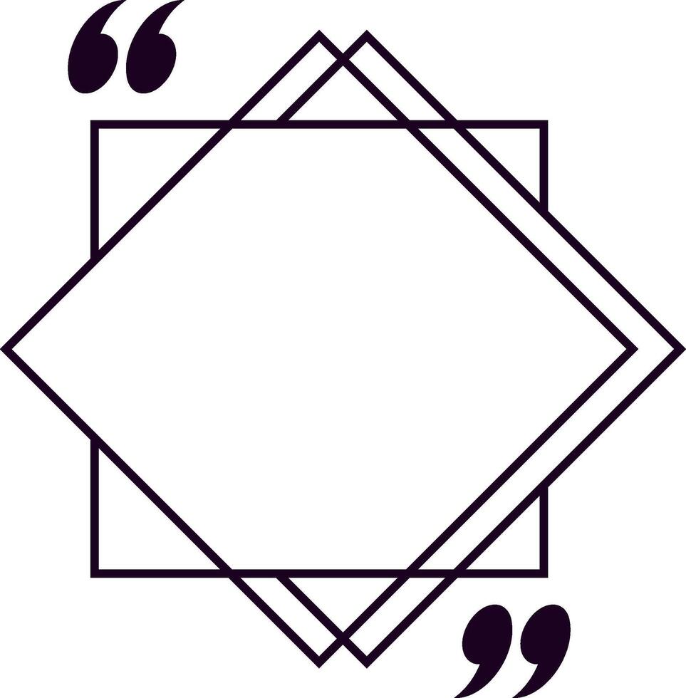 Double rhombus frame with quotation marks is waiting for a customer quote, perfect for social media posts, websites, blogs, articles or marketing campaigns vector
