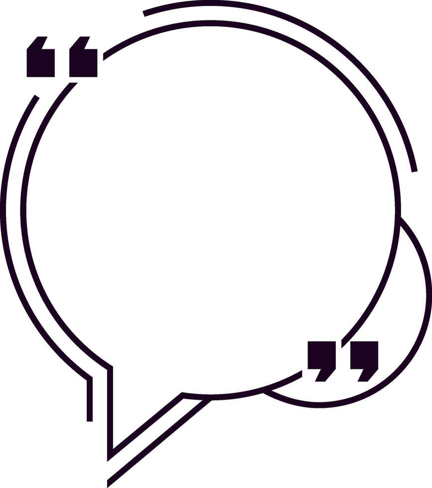 Empty circular speech bubble with quotation marks is waiting to be filled with inspiring quotes, engaging conversations, or insightful thoughts, representing communication and sharing of ideas vector