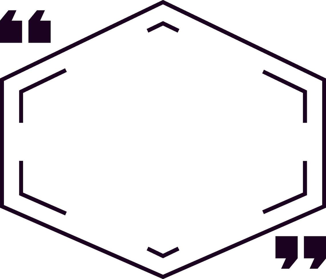 Quotation marks framing a hexagonal empty space, suggesting the act of quoting text and citing a paragraph, while providing ample copy space for creative expression vector