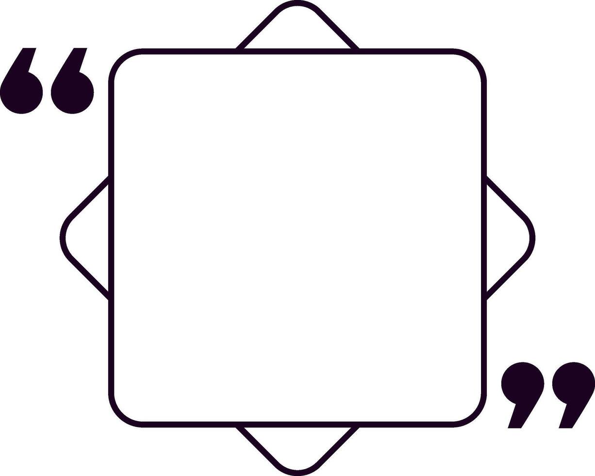 Featuring a stylish quote frame with quotation marks, creating a modern and elegant text box ideal for showcasing testimonials and reviews while enhancing visual appeal and communication vector