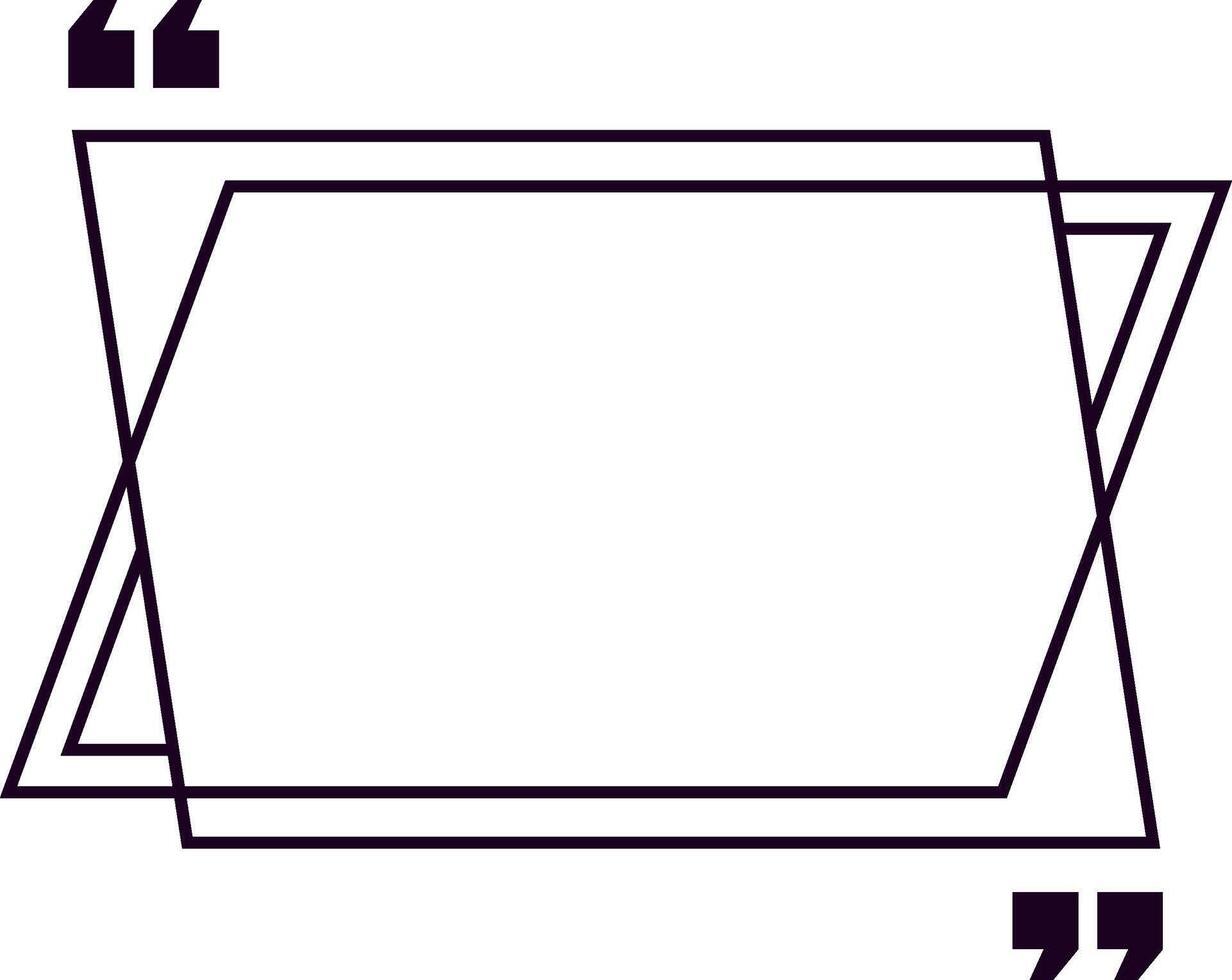 Geometric quote frame with intersecting triangles framing empty space for custom motivational quotes, testimonials, and reviews, featuring quotation marks at the top left and bottom right corners vector