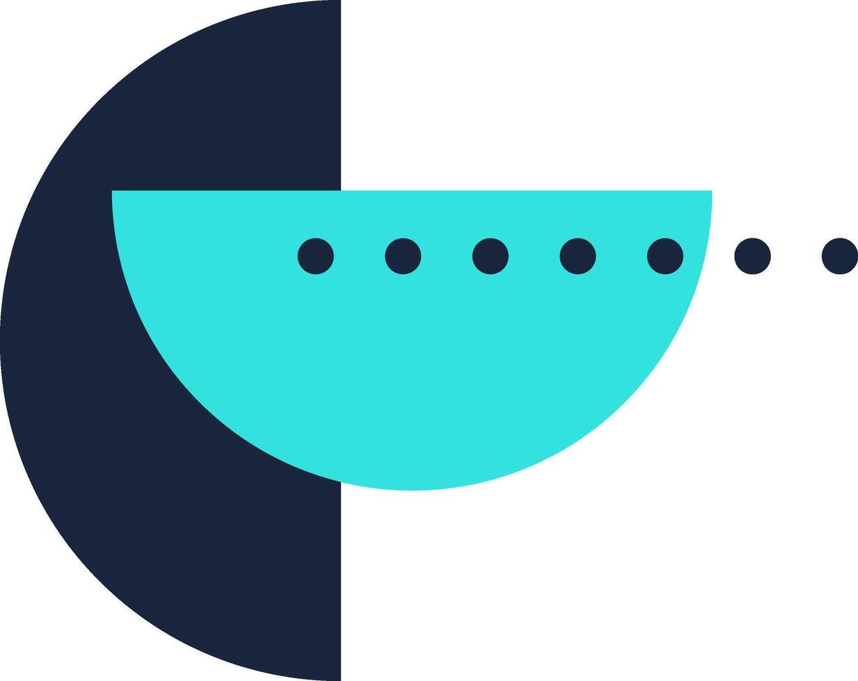 Modern, minimalist design showcasing a loading bar composed of dots and a semicircle, perfectly suited for concepts of technology and progress in a clean, abstract style vector