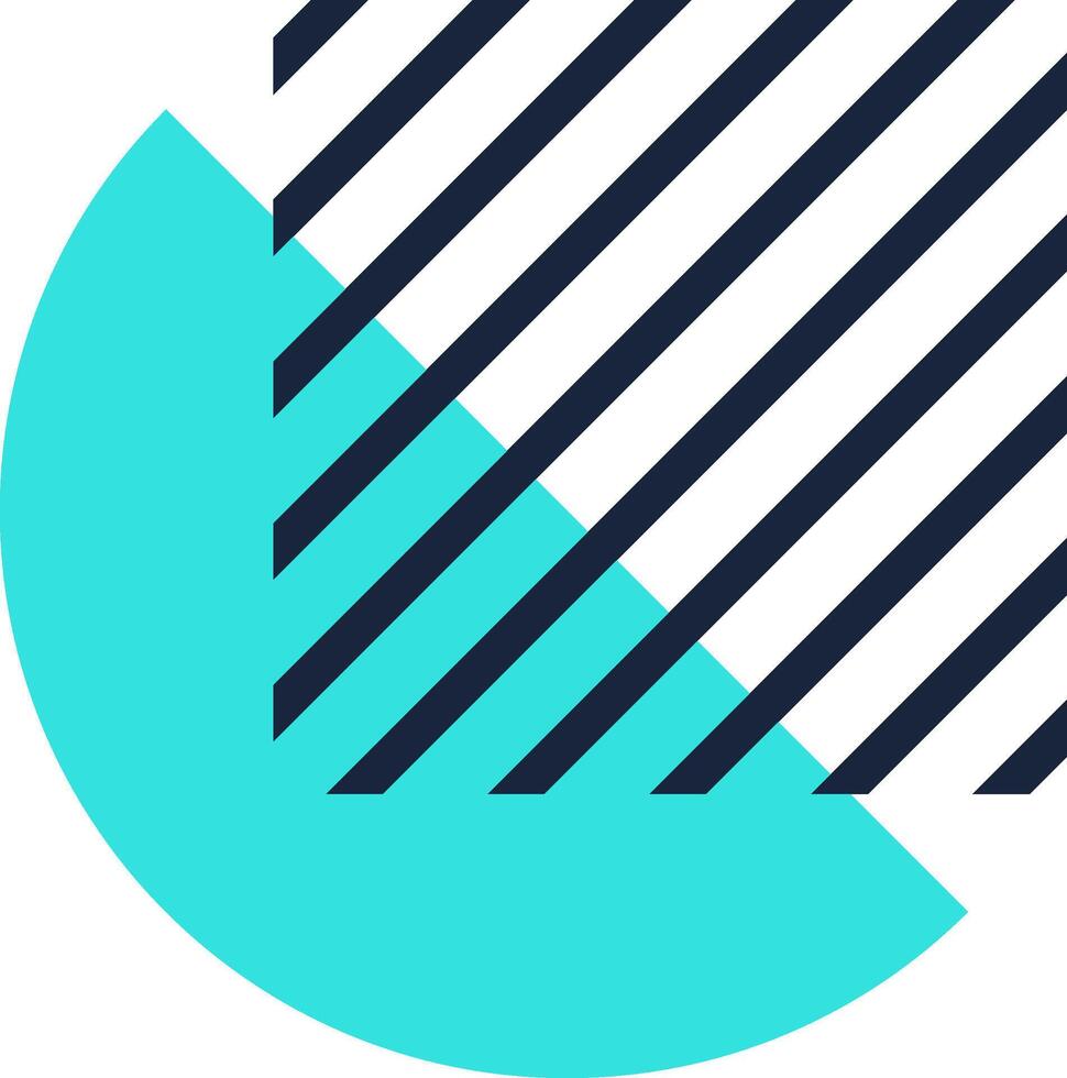 Abstract modern background with turquoise semicircle partially covered by diagonal black lines on white background creating dynamic and vibrant visual effect vector