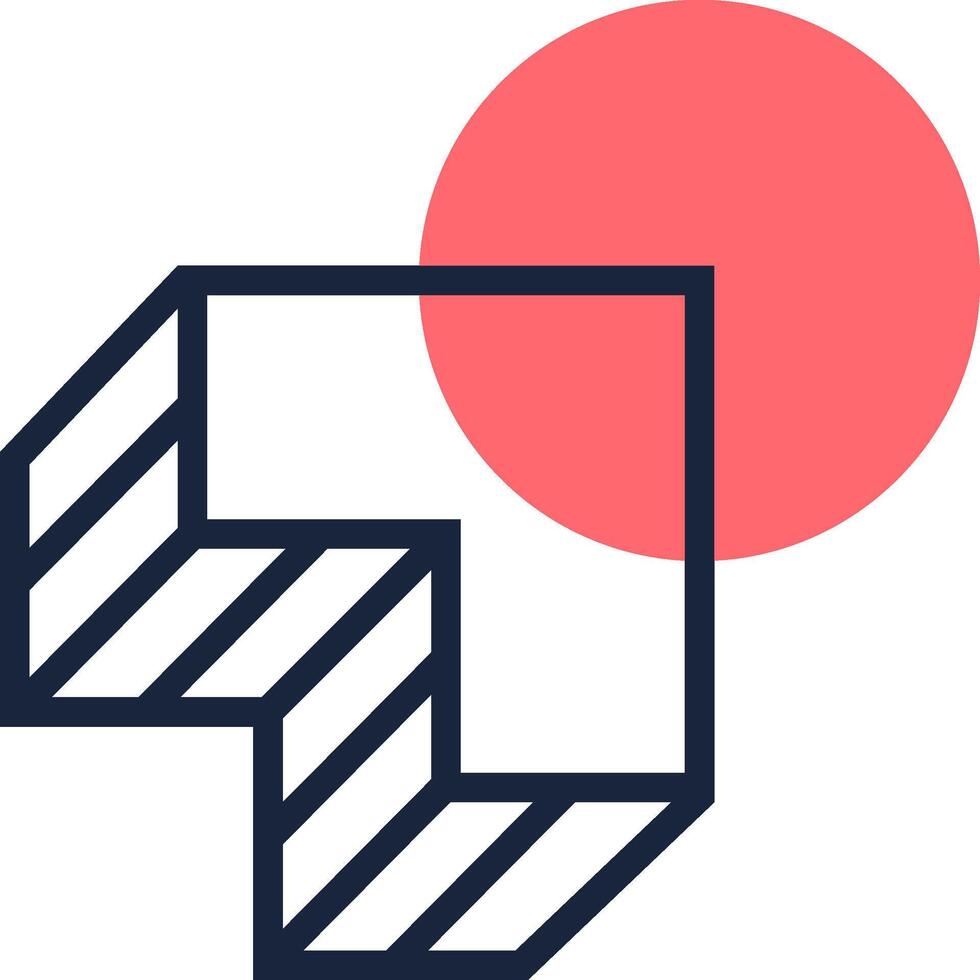 Geometric pattern creating an optical illusion with bold lines and shapes, enhanced by a vibrant color contrast, suitable for modern and contemporary design projects vector