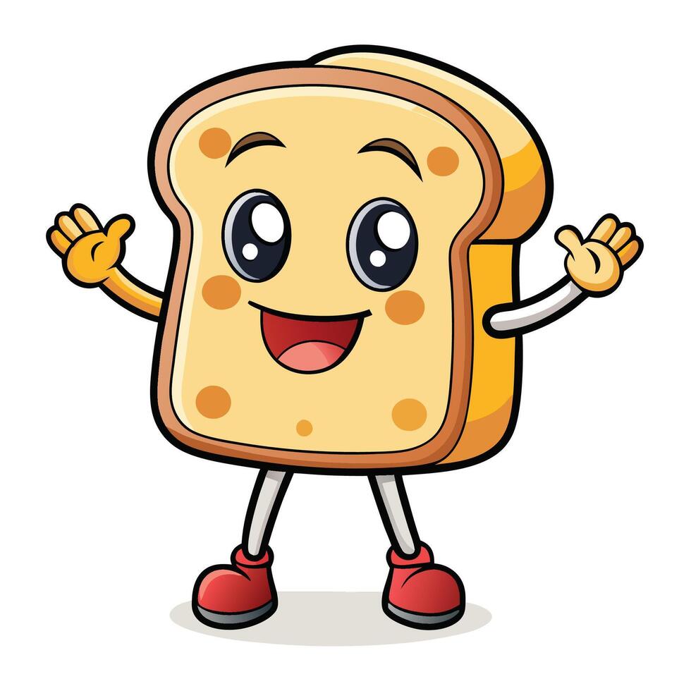 a cartoon slice of bread with arms vector