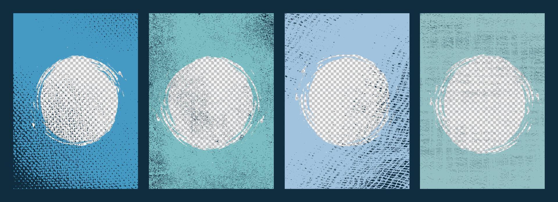 Set of blue color themed Grunge Brochure cover template design vector