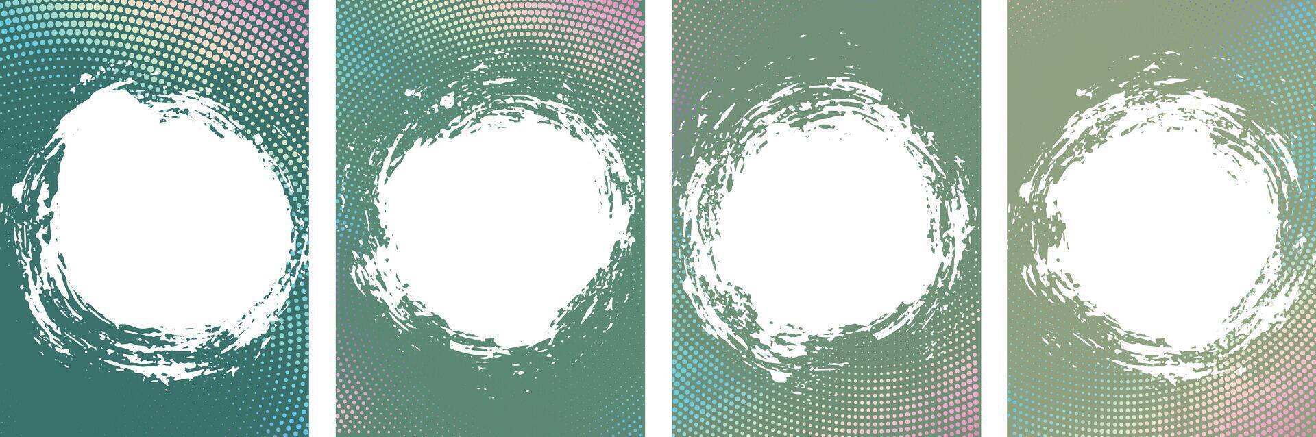 Set of abstract greenish Grunge Brochure cover template design vector