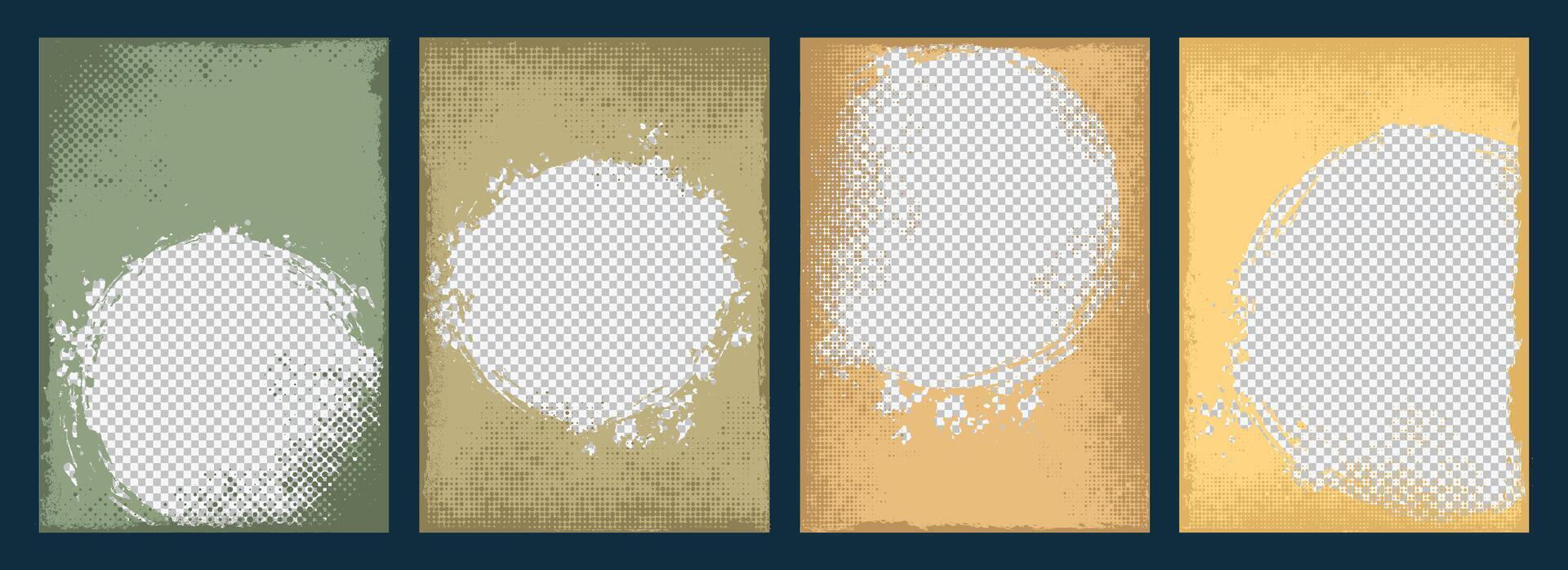 Set of green and yellow themed Grunge Brochure cover template design vector