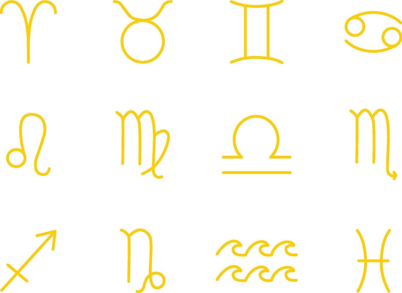 Astrological zodiac symbols line drawing. vector