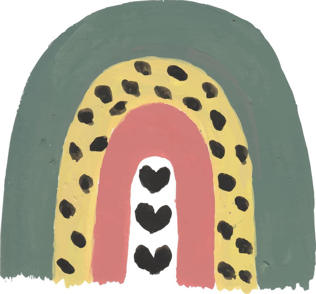 a rainbow with hearts and leopard print vector