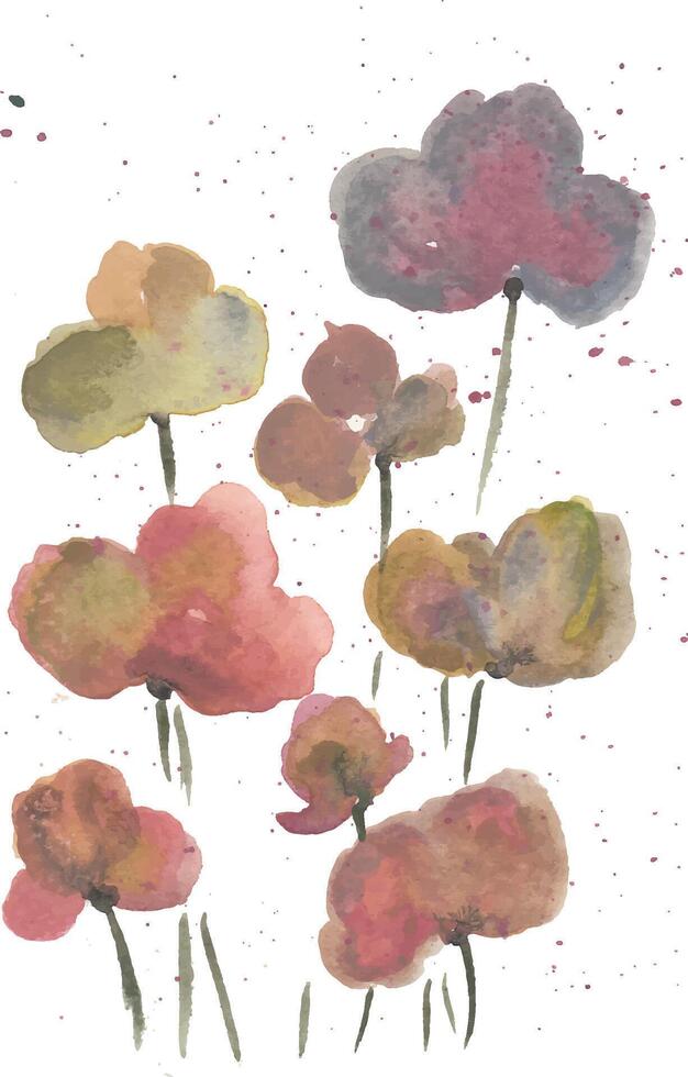 watercolor painting of flowers in a field vector