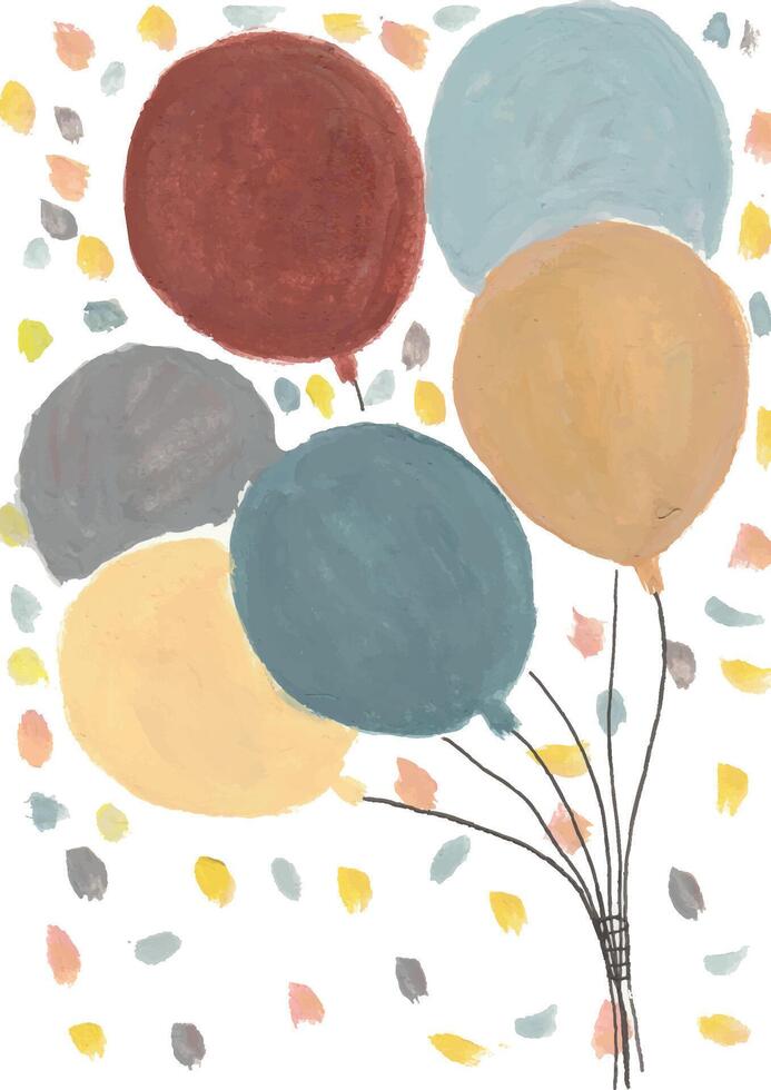 a painting of balloons with different colors vector