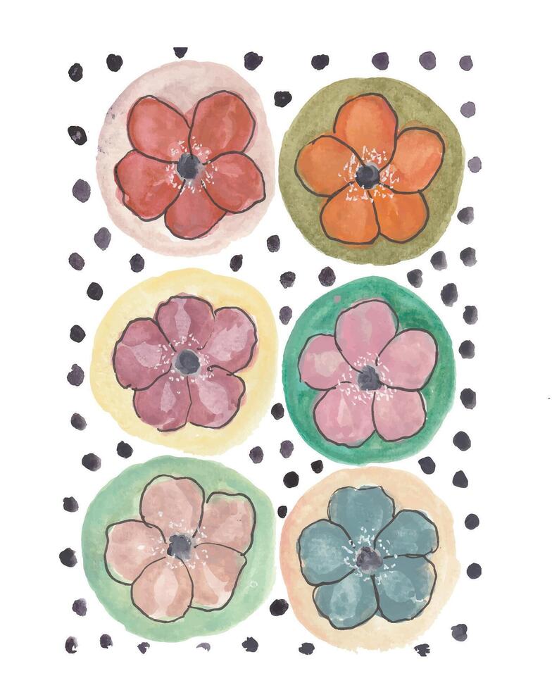 a watercolor painting of flowers in different colours vector