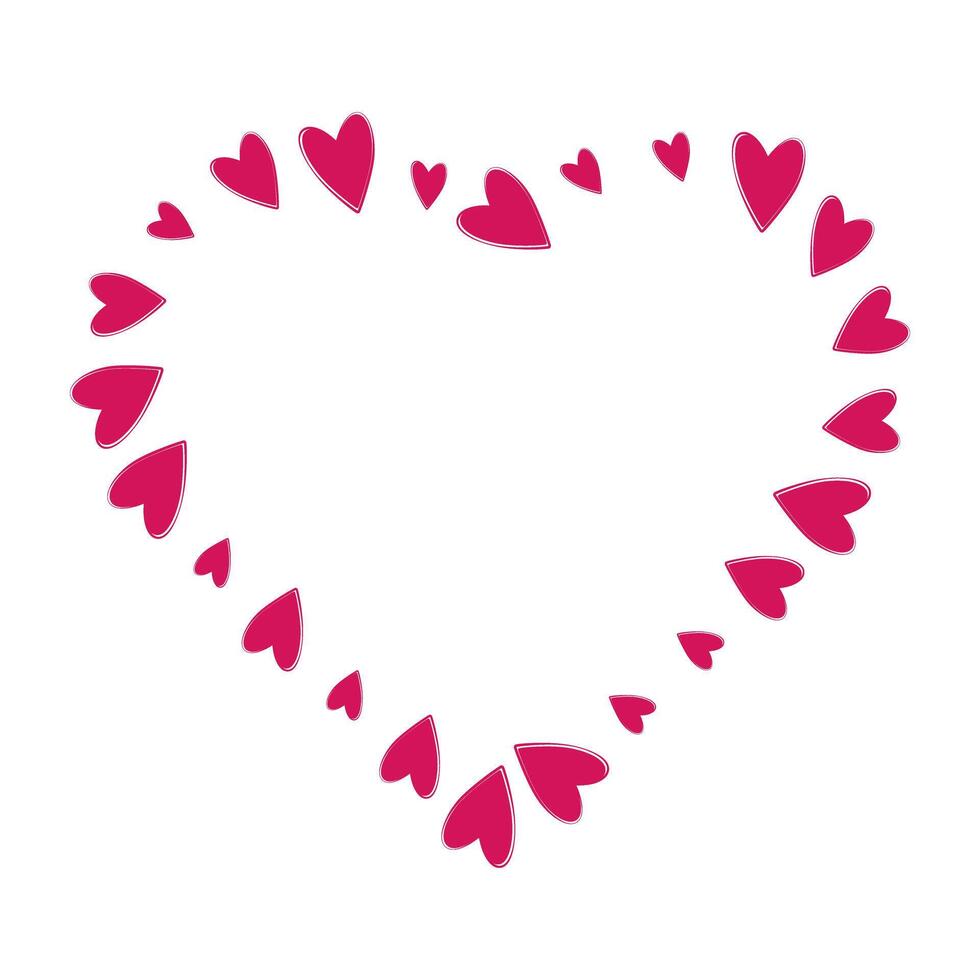 Heart shaped hearts in trendy red. St Valentines Day greeting design concept Copy space Template idea. Isolated illustration Thematic cards, posters or web promo banner, leaflets, print or tags vector
