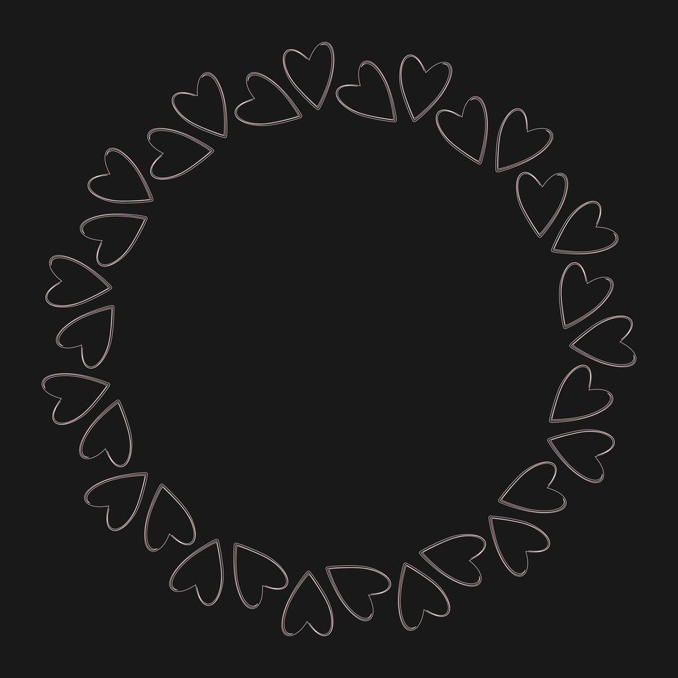 Chalk drawn outline hearts Circular Frame. White Day or Valentines Day Greeting Copy space Template. Isolated illustration Thematic cards, leaflets, greetings, price, label or web promo banner vector