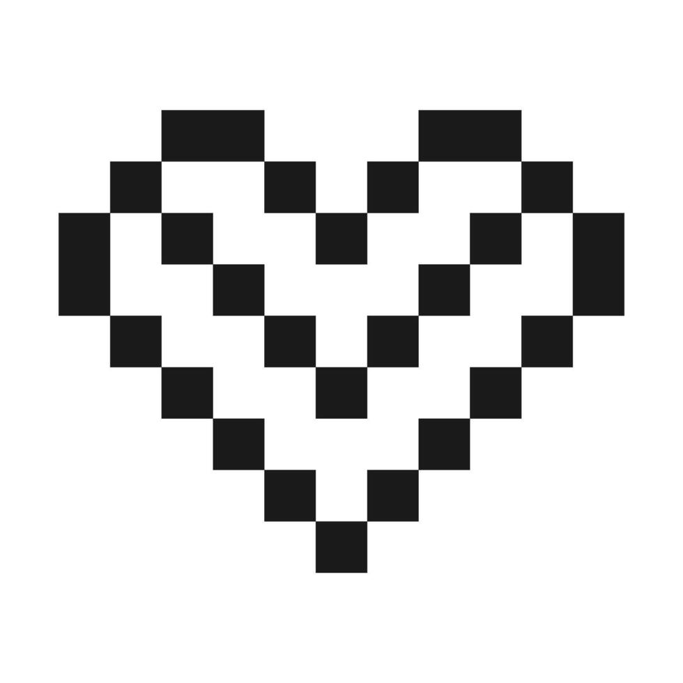Stylized Pixel heart shape. Black Day greeting design element idea. Pixel art concept in minimalism. Isolated illustration Thematic cards, poster or web promo banner, leaflets, print materials vector