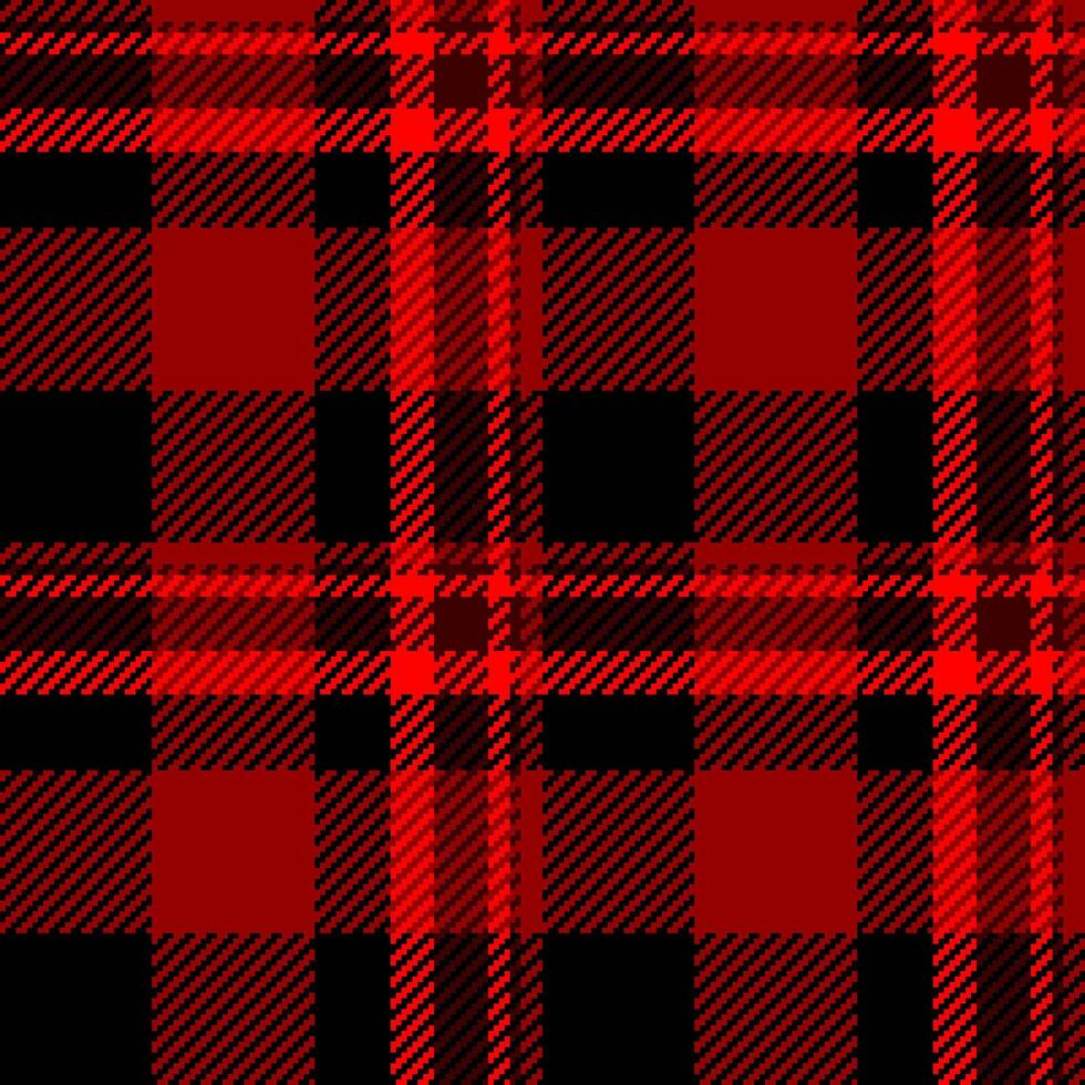 Couch tartan seamless textile, full texture plaid check. 50s pattern fabric background in red and black colors. vector