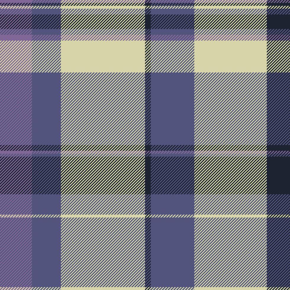 Elegant muted plaid pattern in soft purples, pale yellows, and deep blues. Perfect for textile design, website backgrounds, or fashion projects. vector