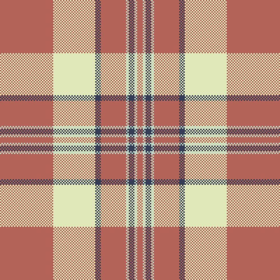 Repeating plaid check texture, stitched textile fabric seamless. Cultural pattern background tartan in light and red colors. vector